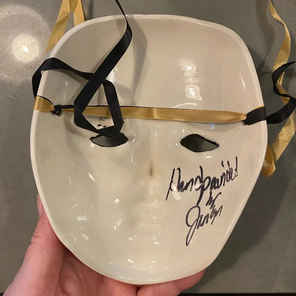 vintage venetian handmade ceramic gold black  and and white las vegas jazz mask - Picture 6 of 6
